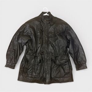 Vintage Leather Limited Black Leather Moto Jacket Men XL biker grunge streetwear